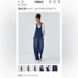 HALARA Women's Dark Blue Denim Overalls